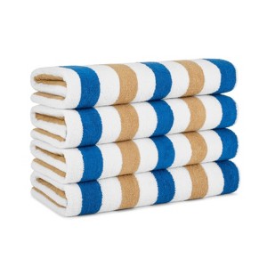 Arkwright Oversized Beach Towels (30x70, 4-Pack), Soft Ringspun Cotton Cabo Cabana Striped Beach Towel, Pool Towel, Bath Towel - 1 of 4