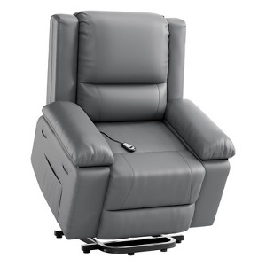 Power Lift Recliner Chair with Heat & Massage - Electric PU Leather Recliner for Elderly, Remote Control, 2 Side Pockets - Power Rising Recliner Sofa - 1 of 4