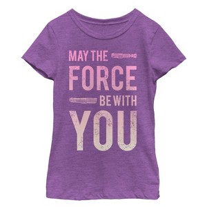 Girl's Star Wars May the Force Be With You Lightsaber T-Shirt - 1 of 3