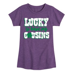 Girls' - Instant Message - St. Patrick's Day Lucky to Have My Cousins Fitted Short Sleeve Graphic T-Shirt - 1 of 4
