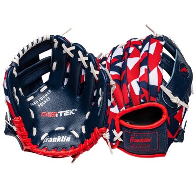 Red and blue baseball sales glove