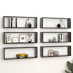 vidaXL Wall Cube Shelves 6 pcs Black 31.5 in.x5.9 in.x10.4 in. Engineered Wood - 1 of 4