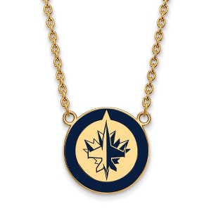 Black Bow Jewelry 14k Yellow Gold Plated Sterling Silver Winnipeg Jets NHL Necklace 18 Inch - 1 of 4