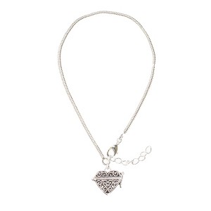 Dicksons Heart Shaped Prayer Box Pendant 7.5-8.5 Inch Silver Plated Charm Bracelet in Jewelry Box with Prayer Card - 1 of 4