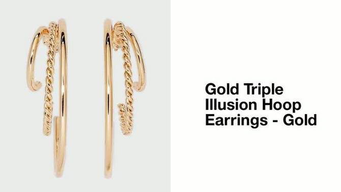 Gold Triple Illusion Hoop Earrings - A New Day&#8482; Gold, 2 of 5, play video