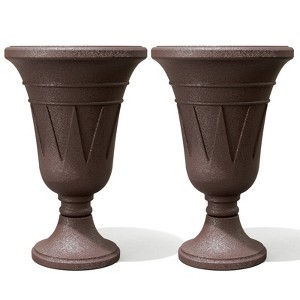 NAYSAYE Planter Trophy Flower Pot Set of 2 Stylish Resilient HDPE Material for Modern Indoor Outdoor Garden Spaces, 15.75"*15.75"*23.62" - 1 of 4