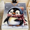 Lomsoe Cute Penguin Snowflake Flannel Blanket, Super Warm, Soft and Comfortable Blanket, Suitable for Sofa, Bed, Office. - 4 of 4