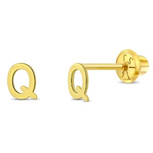 Girls' Itsy Bitsy Initial Letter Screw Back 14k Gold Earrings - In Season Jewelry - 1 of 4