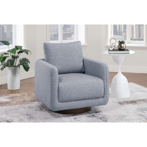 Swivel Accent Chair with Wooden Base and Low-Profile Modern Design for Living Room - 1 of 4
