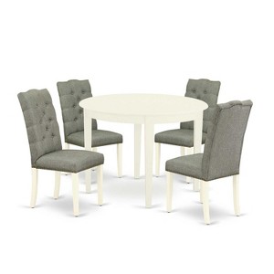 HomeStock 5-Pc Linen white Solid Wood Top-Round Dining Room Set-Seats 4 - 1 of 4