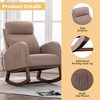 Linen Fabric Modern Rocking Recliner Chair with Wooden Legs, Side Pocket & High Back - 3 of 4