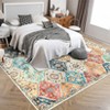 Washable Vintage Floral Living Room Bedroom Rugs, Distressed Print Farmhouse Carpet for Dining Room Kitchen, Retro Accent Home Decor Rugs - 4 of 4