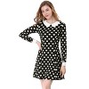 Allegra K Women's Peter Pan Collar Contrast Printed A-Line Short Dresses - 3 of 4