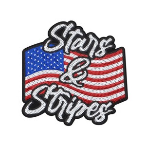Independence Day Sequin American Flag Iron On Patch Glitter Patriotic USA 4th of July Craft Sewing Embroidery Clothing Patch Decoration - 1 of 4