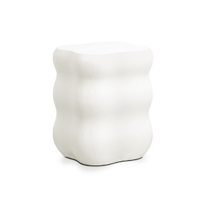 LuxenHome White MgO Modern Curves Square 18.5-Inch Tall Side Table, Indoor and Outdoor - 1 of 4