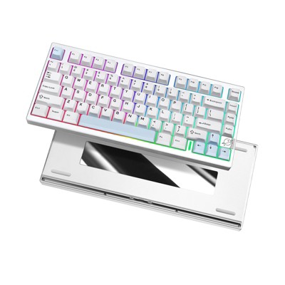 MaseiKar AL75 PRO 75%Wireless Mechanical Gaming Keyboard,BT/2.4G/Wired,PBT Keycaps,Gasket Mounted Hot Swap,Custom RGB Backlight(Silver,Cocoa Cream V2)