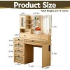 PAKASEPT Rattan Makeup Vanity Desk with Lighted Mirror, Mid Century Modern Vanity Table with 6 Storage Drawers, Shelves, Glass Tabletop (No Stool) - 2 of 4