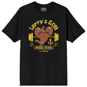 Spongebob Squarepants Larry’s Gym Mussel Beach Adult Black Crew Neck Short Sleeve T-shirt - 1 of 4