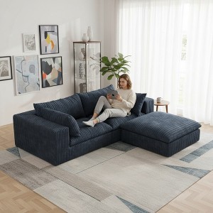 Whisen Cloud Sofa, Corduroy Fabric, Deep Seat Couche - 1 of 4