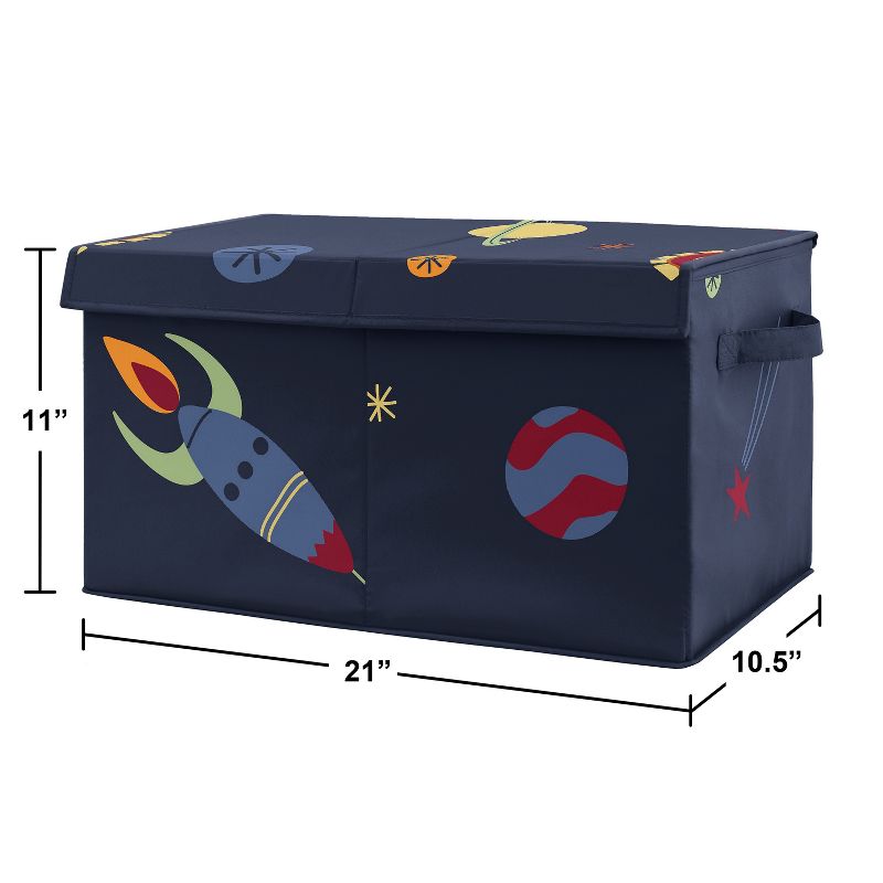 Sweet Jojo Designs Boy Fabric Storage Toy Bin Space Galaxy Blue Red and Yellow, 4 of 6