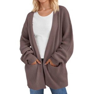 BLUEMING Womens Oversized Cardigans Casual Soft Open Front Long Sleeve Knit Cardigan Sweaters with Pockets - 1 of 4