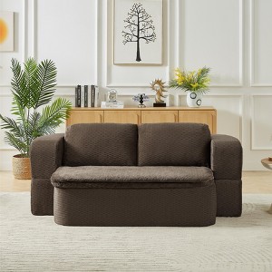 GDFStudio Vincent Modern 74.8"W Convertible Sleeper Sofa Bed with Cushion Blanket - 1 of 4