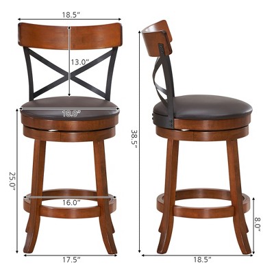Walnut and Black Swivel 25'' High Back Bar Stools Set of 4