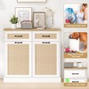Whizmax Trash Can Cabinet , Hidden Trash Can Cabinet,white or Rattan - 3 of 4