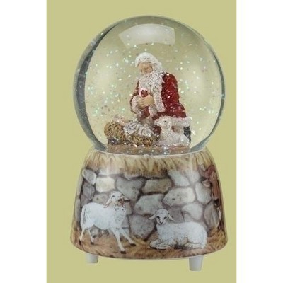 Roman 5" Kneeling Santa "O' Holy Night" Musical Religious Christmas Glitterdome