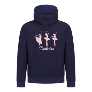 Everyday Kids Ballerina Girls Pullover Hoodie – Pink Dancer Silhouette Ballet Sweatshirt - 1 of 4