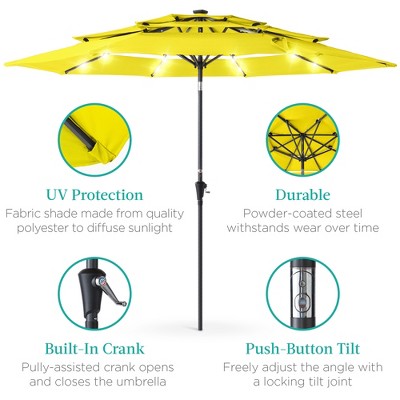 Best Choice Products 10ft 3-Tier Solar Patio Umbrella - Thumbnail 4