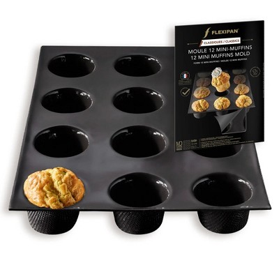 Flexipan Original 12 Mini-Muffin Mold, Non-Stick, Handcrafted in France, Trusted by Chefs, Food Safe Certified