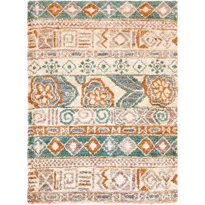 Bohemian Bleach and Gold Hand-Knotted Wool Area Rug 4' x 6'
