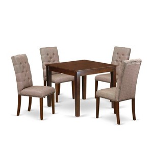 HomeStock 5-Pc Mahogany Finish Solid Wood Top - Rectangular Dining Room Set with High Back - Seats 4 - 1 of 4