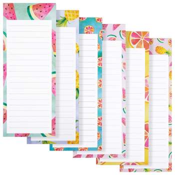 Juvale 6-Pack Magnetic Notepads for Refrigerator - Cute Grocery Shopping List for To-Do Memos, Scratch Pads (6 Fruit Designs)