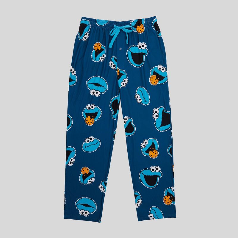 Men&#39;s Sesame Street Cookie Monster Knit Pajama Pants - Blue, 1 of 5