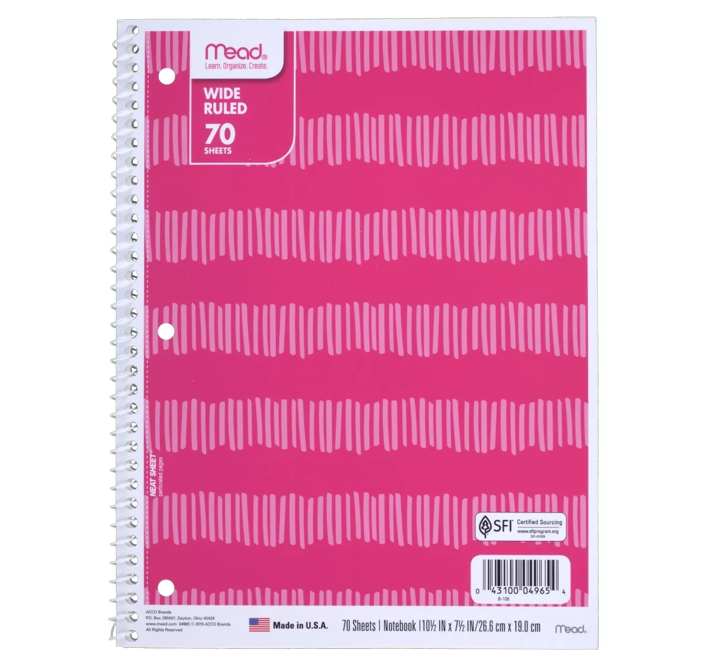 Mead Striped 1 Subject Wide Ruled Spiral Notebook  - image 1 of 1