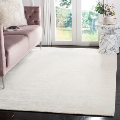 Mirage White Hand-Knotted Wool and Viscose Area Rug 5' x 8'