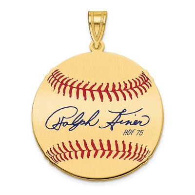Black Bow Jewelry 14K Gold Plated Ralph Kiner Signature MD Enamel Baseball Pendant