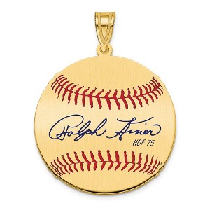 Black Bow Jewelry 14K Gold Plated Ralph Kiner Signature MD Enamel Baseball Pendant - 1 of 4
