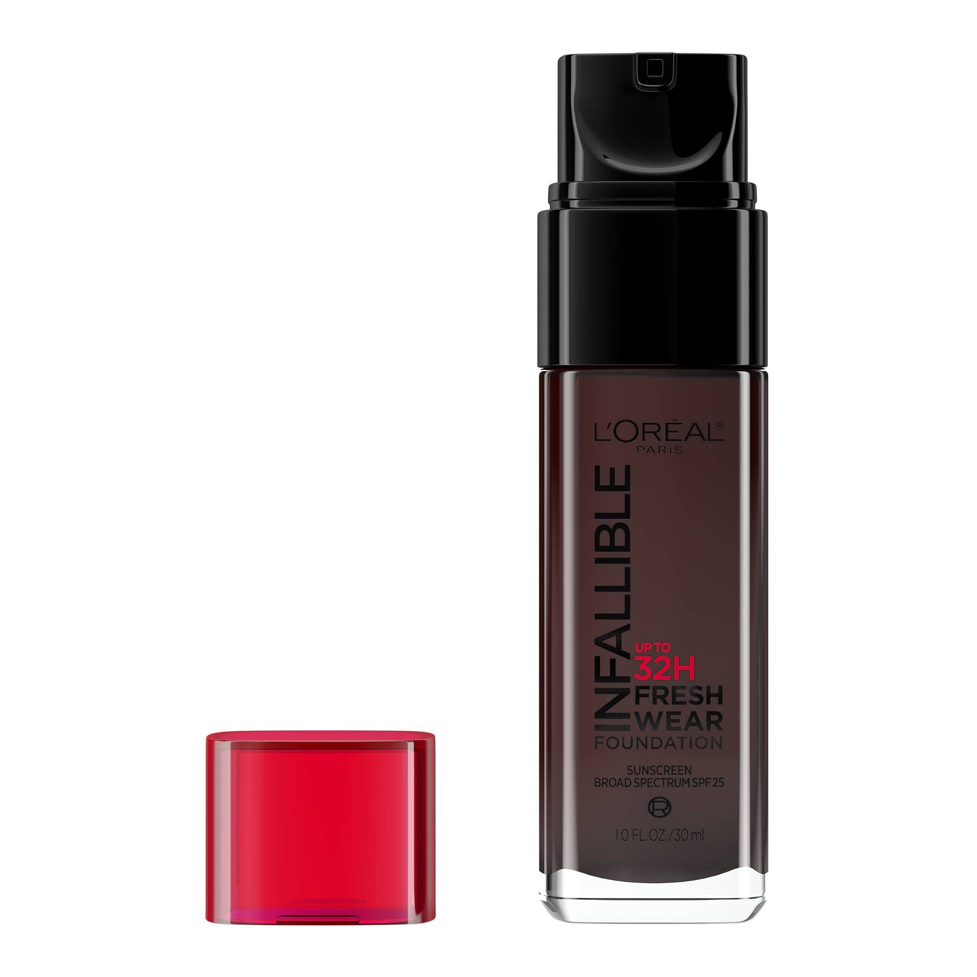 L'Oreal Paris Infallible 32HR Fresh Wear Foundation with SPF 25 - 545 Ebony - 1 fl oz: Vegan, Full Coverage, Liquid, For All Skin Types