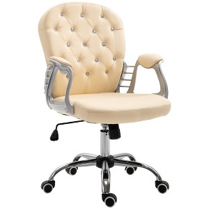 NicBex Adjustable Height PU Leather Swivel Home Office Chair with Padded Armrests for Work Study Vanity - 1 of 4