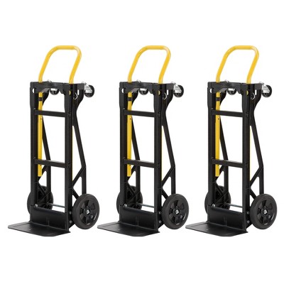 Harper Trucks 400 Pound Capacity Glass Filled Nylon Frame Dual Convertible Cart and Dolly with 8 Inch Pneumatic Wheels, Black