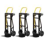Harper Trucks PJDY2223AKD 400 Pound Capacity Glass Filled Nylon Frame Dual Convertible Cart and Dolly with 8 Inch Pneumatic Wheels, Black (3 Pack)