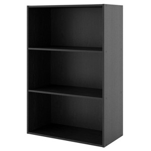 24/7 Shop At Home 35" Silkpath Modern 3 Tier Stackable and Modular Open Bookcase Black: MDF Construction, 11" Cube Compatible - 1 of 4