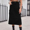 Coolmee Women Jean Midi Skirts Denim Stretchy Cargo High Waisted Fashion Skirt with Utility Pockets - 3 of 4