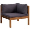 vidaXL Sectional Corner Sofa with Dark Gray Cushions Solid Acacia Wood - 2 of 4