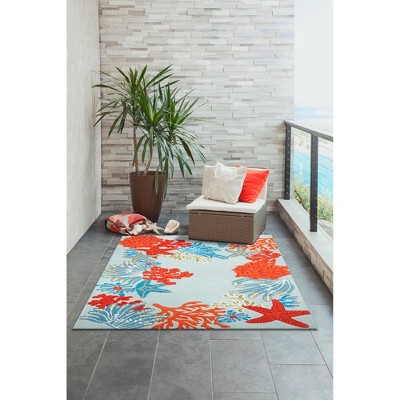 Hand-Tufted Rectangular Easy-Care Ocean Blue Rug 5' x 7'