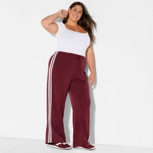 Women's Side Striped Pull-On Pants - Burgundy - 1 of 3
