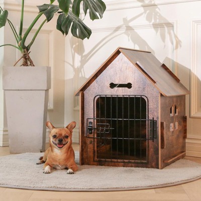 Wooden Indoor Pet House with Roof ¨C Small Dog & Cat House with Removable Mat and Lockable Door